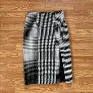 Knit Pull On Pencil Midi Skirt Checkered Slit Ookie & Lala size M - alt grunge